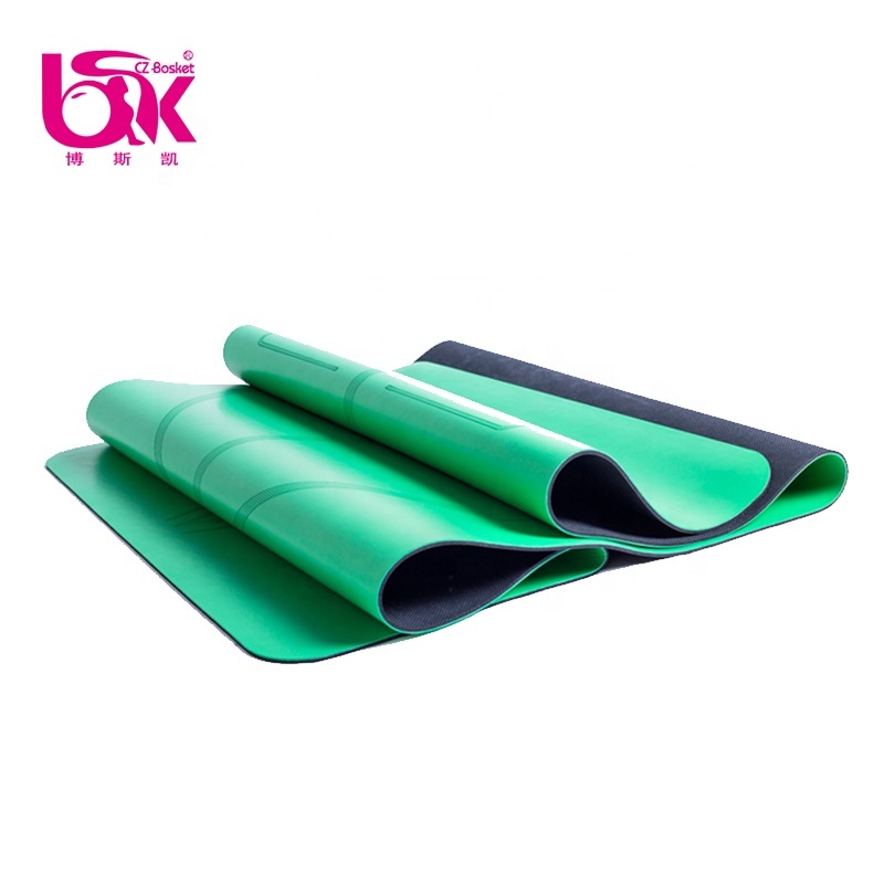 Sweat Absorption Natural Anti-bacterial Rubber Yoga Mat Pu with Body Line and Logo